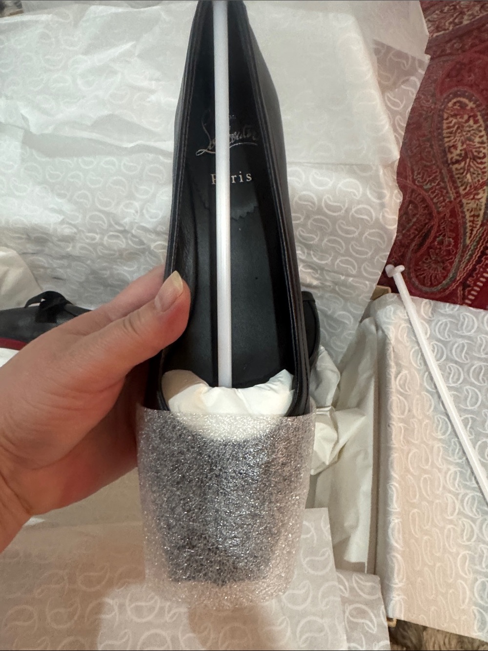 Christian Louboutin/Black Leather Bow Ballet 30mm pumps/“Mamaflirt”/US 7/NIB!!!! - Picture 11 of 16